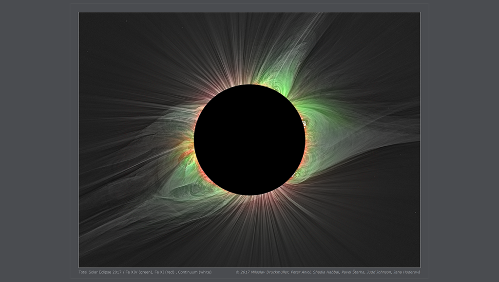 Graphic of 2017 Total Solar Eclipse showing solar wind